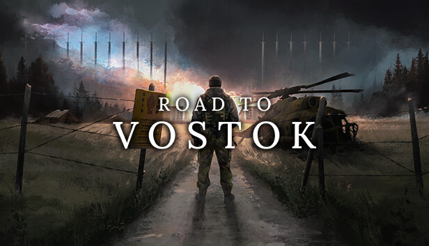 Concept graphic of a guarded border crossing and eastern Vostok territory, suggesting permadeath stakes in Road to Vostok.